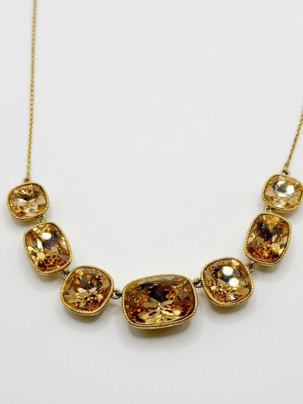 Touchstone Crystal Swarovski GOLDEN Necklace Amber Crystals‎ Sparkling